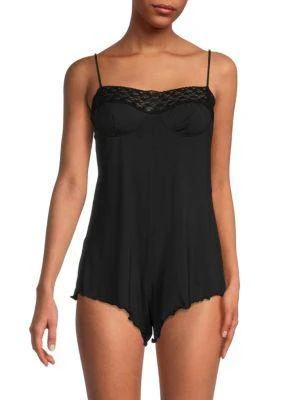 商品WeWoreWhat|Lace Trim Lounge Romper,价格¥159,第1张图片