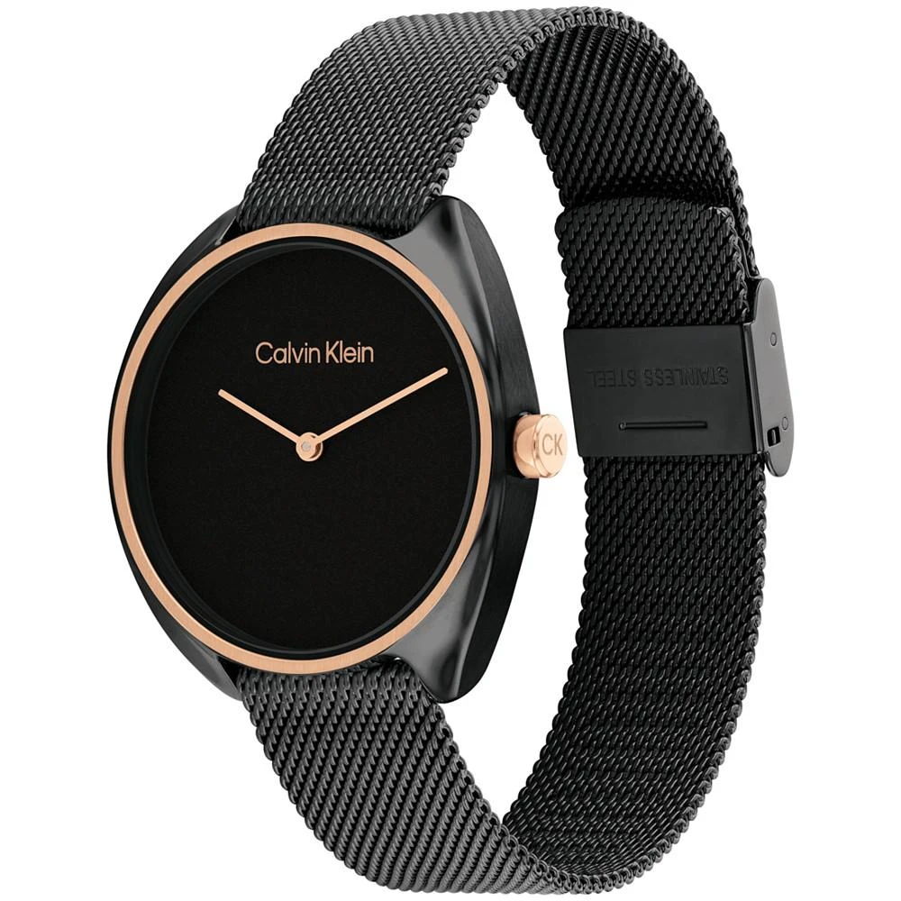 商品Calvin Klein|Women's Quartz Black Stainless Steel Mesh Bracelet Watch 34mm,价格¥1201,第2张图片详细描述