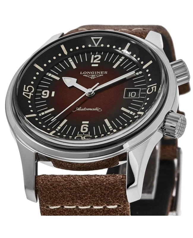 商品Longines|Longines Legend Diver Automatic Brown Dial Leather Strap Men's Watch L3.774.4.60.2,价格¥13160,第2张图片详细描述