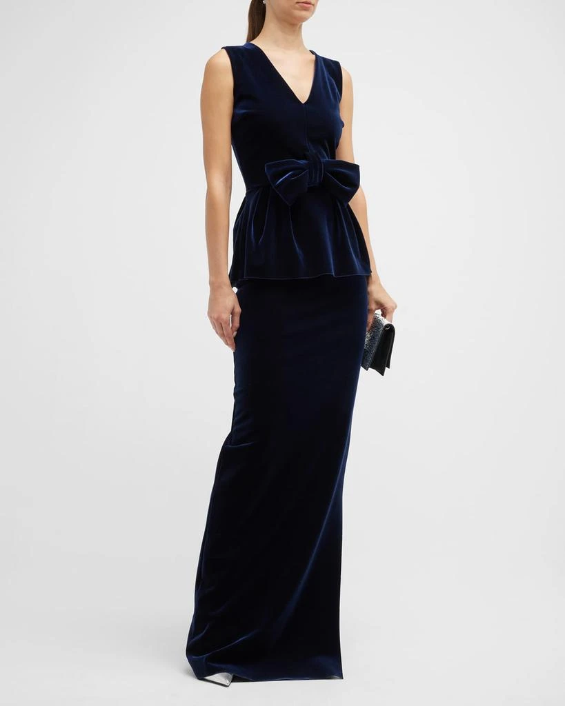商品Chiara Boni|Fiamma Peplum Velvet Column Gown,价格¥2737,第4张图片详细描述
