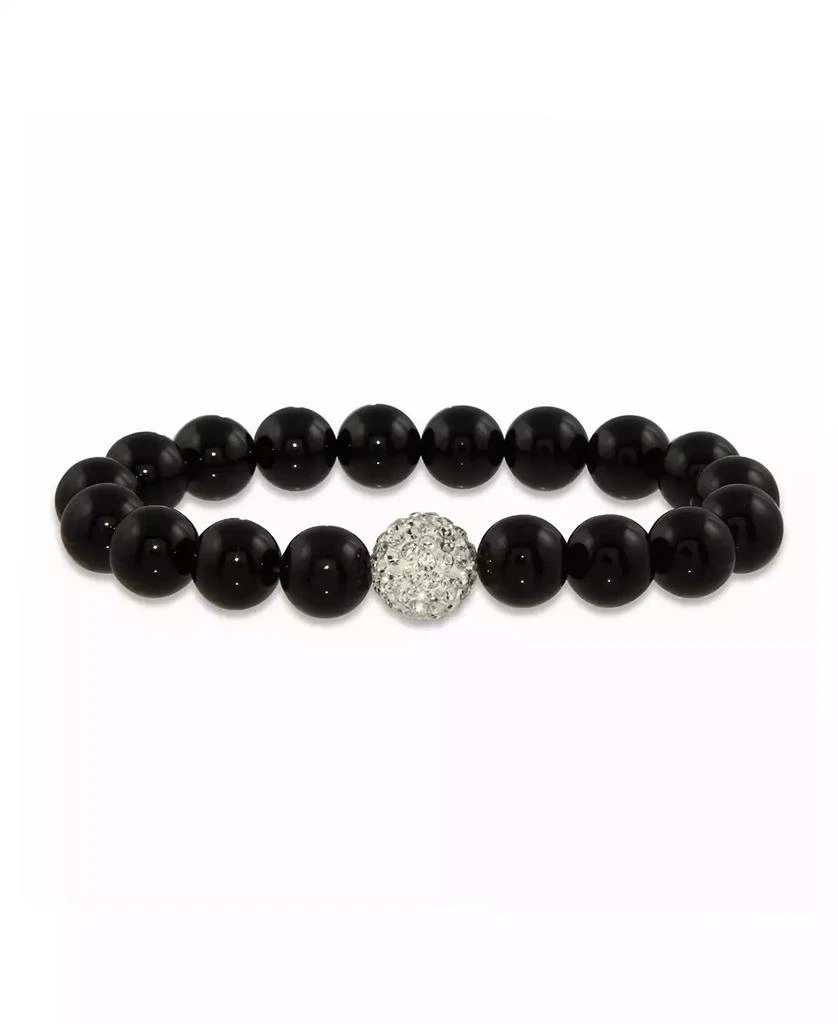 商品Macy's|Black Imitation Pearl with a Crystal Stretchy Bracelet,价格¥161,第1张图片