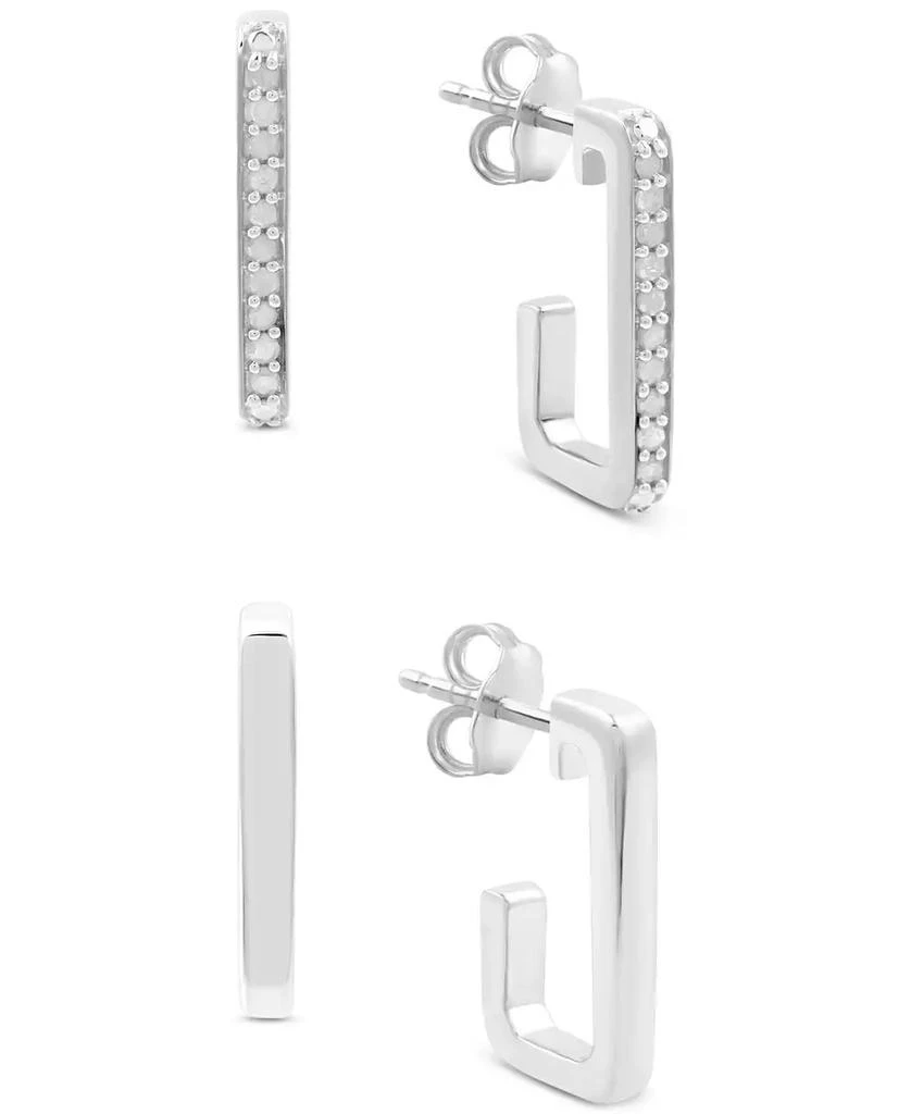 商品Macy's|2-Pc. Set Diamond Square Small Hoop Earrings (1/6 ct. t.w.) in Sterling Silver,价格¥374,第1张图片