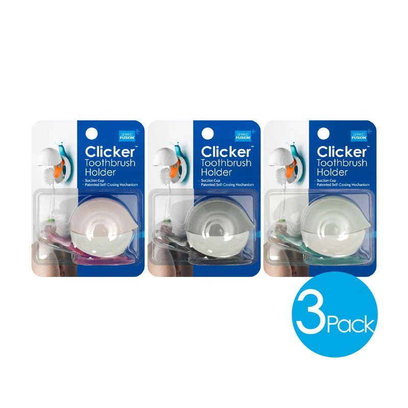 商品Grand Fusion Housewares|Clicker Toothbrush Holder 3 Pc. Set Assorted Colors,价格¥114,第1张图片