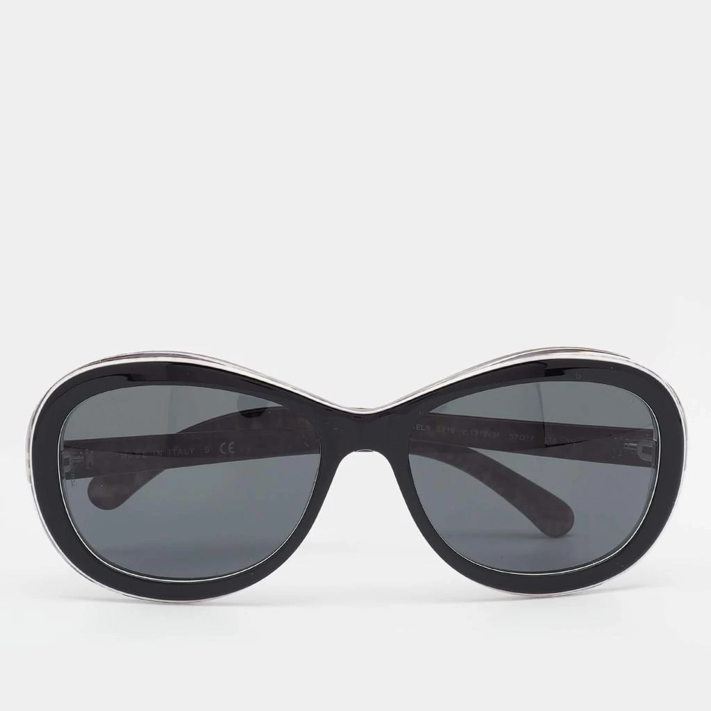商品[二手商品] Chanel|Chanel Black 5219 Tweed Detail CC Oval Sunglasses,价格¥1686,第1张图片