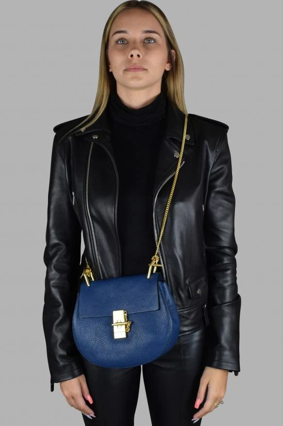 商品Chloé|Luxury handbag chloé drew navy blue leather shoulder bag,价格¥10380,第3张图片详细描述