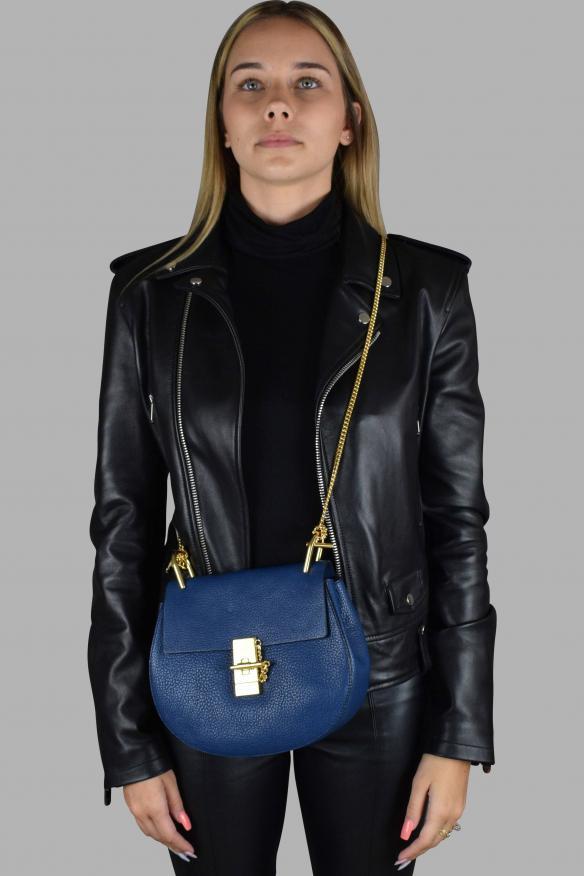 商品Chloé|Luxury Handbag   Chloé Drew Navy Blue Leather Shoulder Bag,价格¥8897,第5张图片详细描述