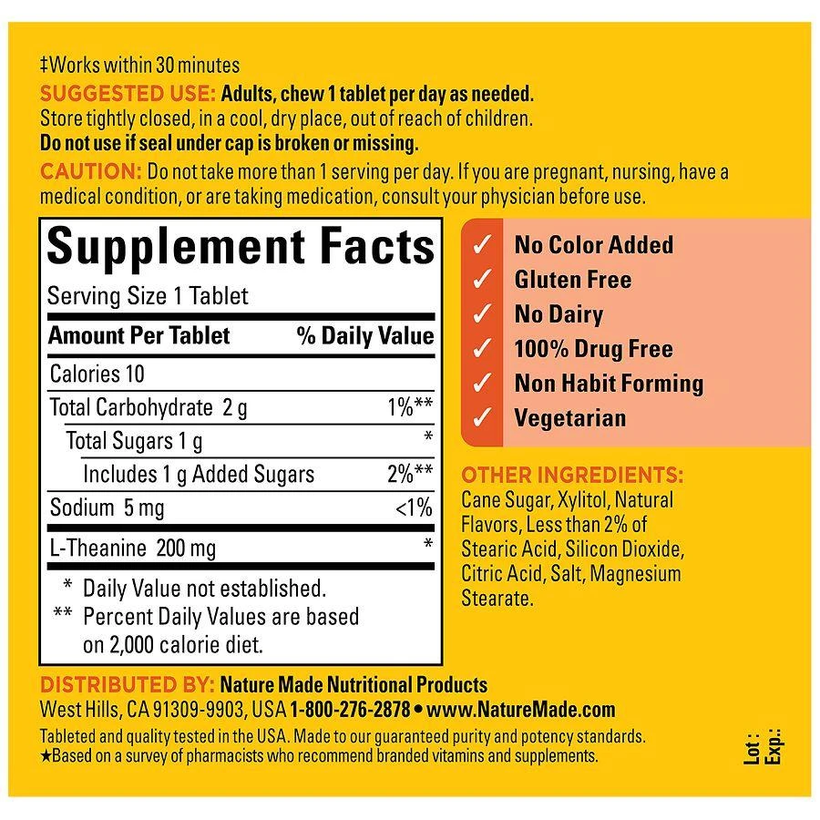 商品Nature Made|L-Theanine 200 mg Chewable Tablets Tropical Fruit,价格¥146,第4张图片详细描述