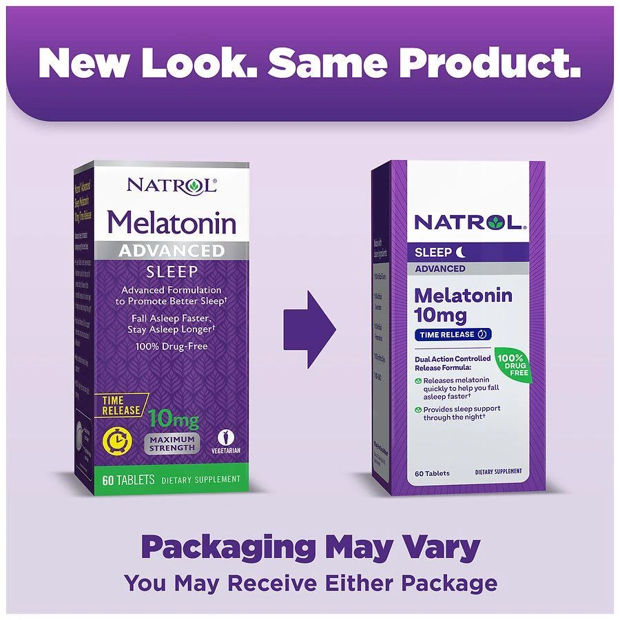 商品Natrol|Advanced Sleep Melatonin 10 mg Dietary Supplement Tablets,价格¥118,第2张图片详细描述