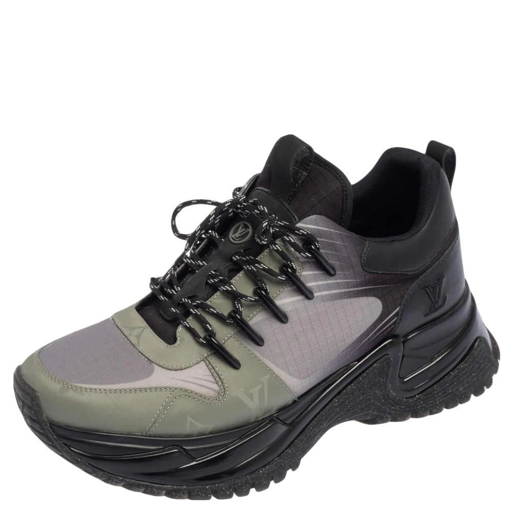 商品[二手商品] Louis Vuitton|Louis Vuitton Black/Green Leather And Canvas Run Away Pulse Sneakers Size 41,价格¥8684,第1张图片
