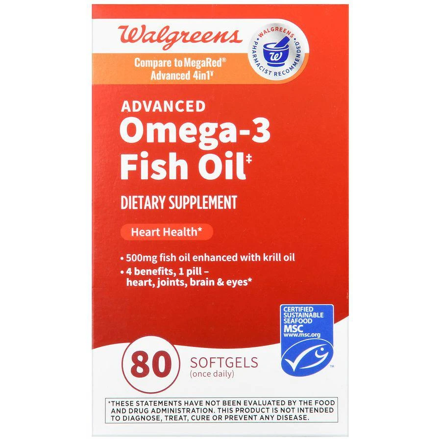 商品Walgreens|Advanced Omega-3 Fish Oil 500 mg Softgels,价格¥226,第2��张图片详细描述