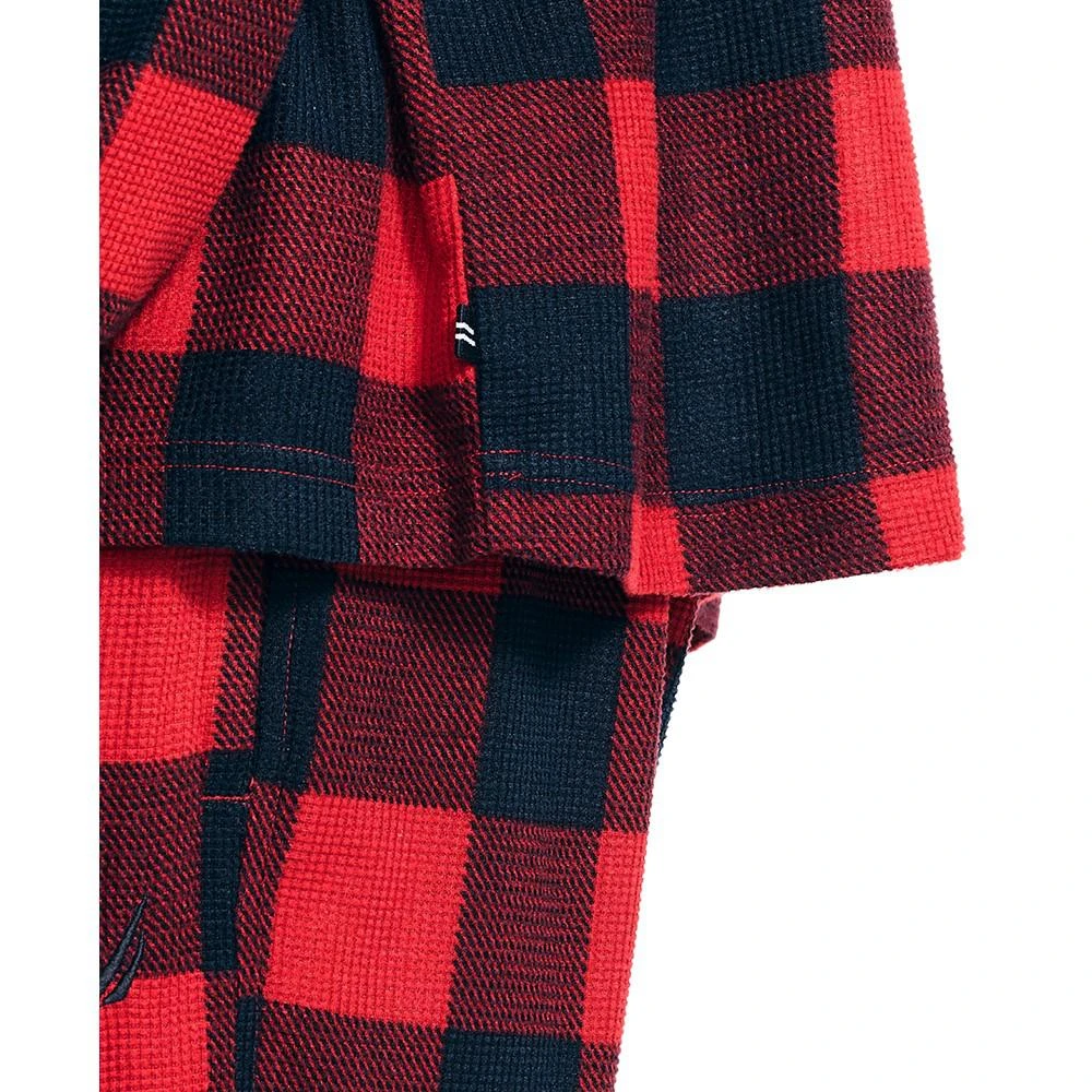 商品Nautica|Men's 2-Pc. Relaxed-Fit Buffalo Plaid Waffle-Knit T-Shirt & Pajama Pants Set,价格¥257,第3张图片详细描述