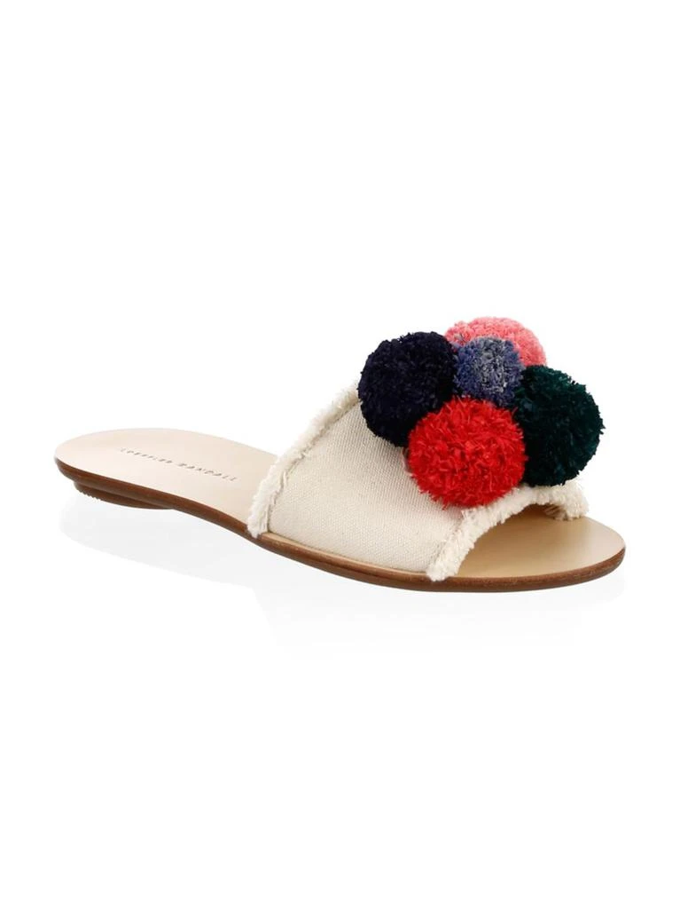 商品Loeffler Randall|Gabi Leather & Canvas Pom Pom Slides,价格¥886,第2张图片详细描述