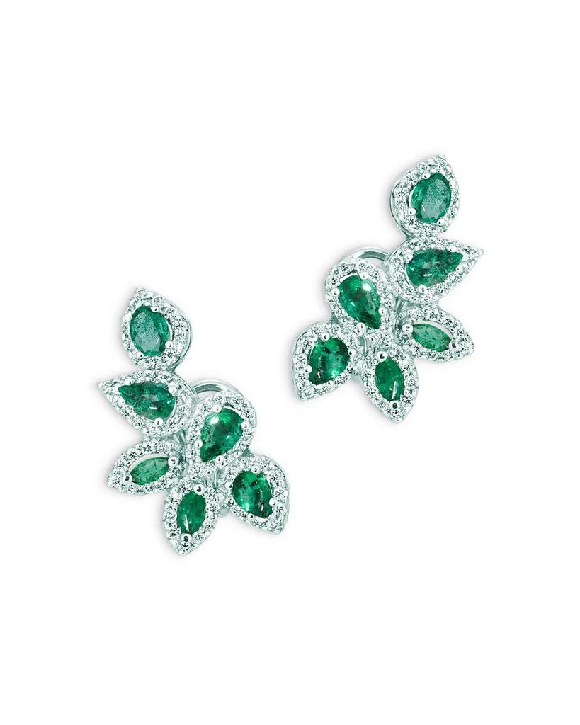 商品Bloomingdale's|Emerald and Diamond Leaf Earrings in 14K White Gold - 100% Exclusive,价格¥23919,第1张图片详细描述