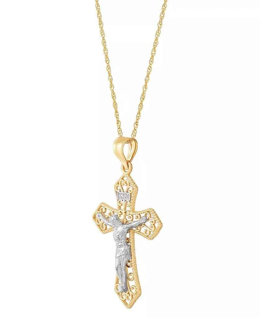 商品Macy's|Crucifix 18" Pendant Necklace in 14k Gold & 14k White Gold,价格¥1703,第3张图片详细描述