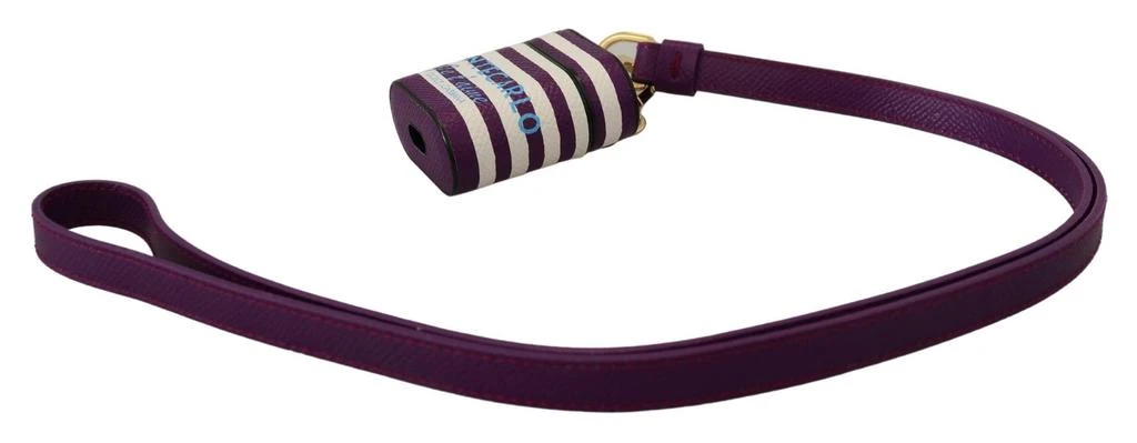 商品Dolce & Gabbana|Dolce & Gabbana Purple Leather Strap Gold Metal Logo Airpods Case,价格¥1184,第4张图片详细描述