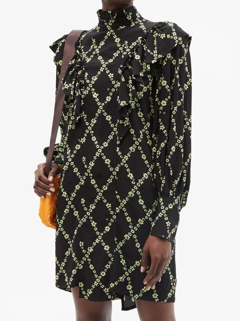 Ruffled floral-print crepe mini dress 商品