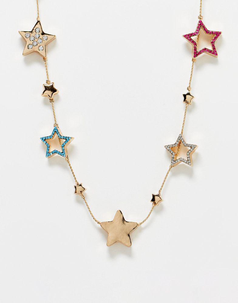 商品Reclaimed Vintage|Reclaimed Vintage colourful star necklace in gold,价格¥113,第1张图片