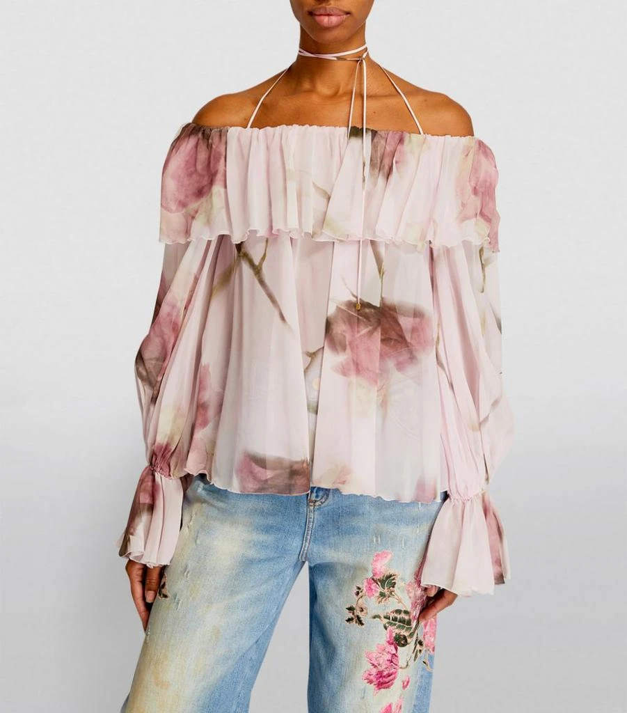 商品BLUMARINE|Silk Off-The-Shoulder Blouse,价格¥13480,第3张图片详细描述