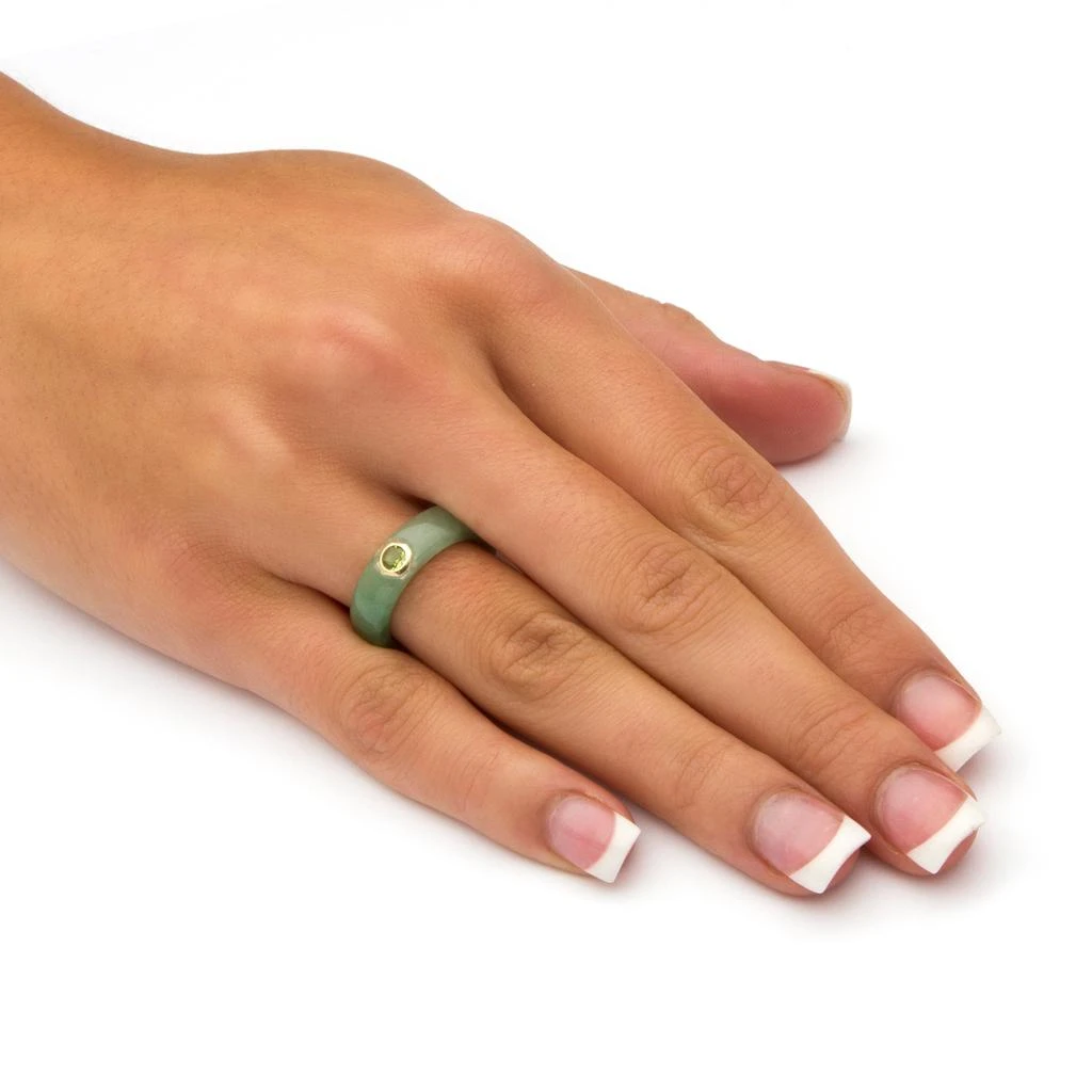 商品Palm Beach Jewelry|.26 TCW Round Genuine Peridot and Green Jade Ring in 10k Gold,价格¥626,第3张图片详细描述