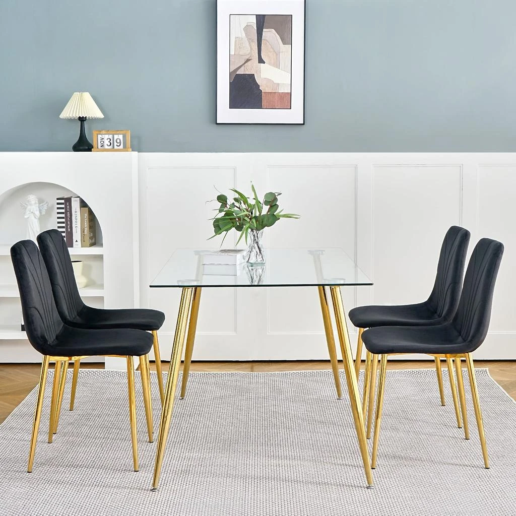 商品Streamdale Furniture|Streamdale Set of 4 Modern Black Dining Chairs,价格¥2670,第5张图片详细描述