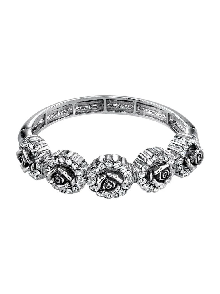 商品1928 Jewelry|Crystal Flower Stretch Bracelet,价格¥364,第1张图片