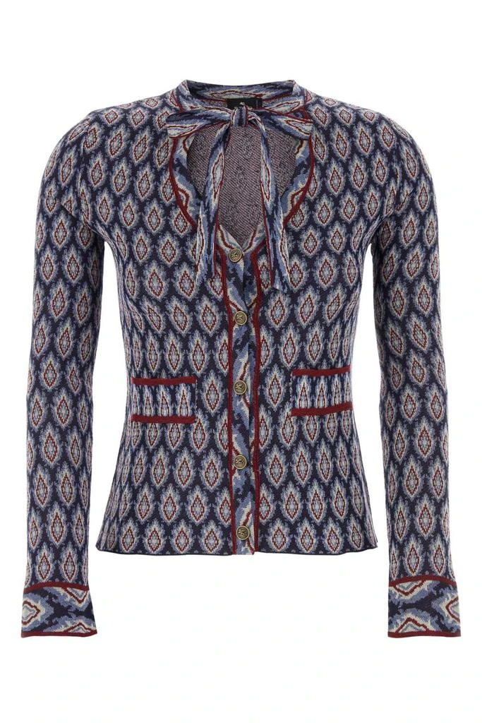 商品ETRO|Etro Bow Detailed Jacquard Knitted Cardigan,价格¥4720,第1张图片