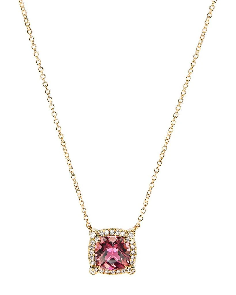 商品David Yurman|Petite Châtelaine® Pavé Bezel Pendant Necklace in 18K Yellow Gold with Gemstones & Diamonds, 18",价格¥17201,第1张图片