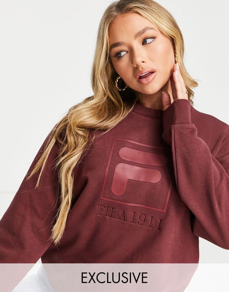 商品Fila|Fila oversized sweatshirt with tonal branding in red,价格¥276,第1张图片