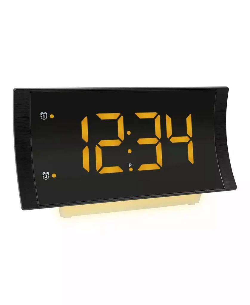 商品La Crosse Technology|Curved LED Alarm Clock with Radio and Fast Charging USB Port,价格¥324,第2张图片详细描述