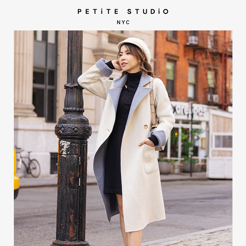 Payton蓝米拼色温柔质感双面穿羊毛大衣 | Payton Reversible Wool Coat - Blue & Ivory商品第4张图片规格展示