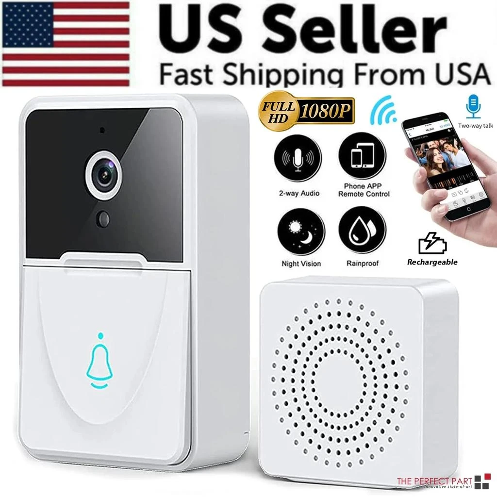 商品PROXXI|Wireless Security Wifi Smart Doorbell Intercom Video Camera Bell Chime Door Ring,价格¥281,第1张图片