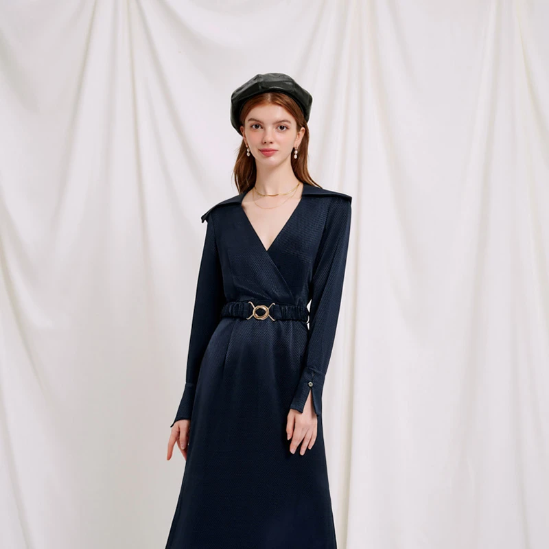 Raegan藏青立体褶皱连衣裙 | Raegan Dress - Navy 商品