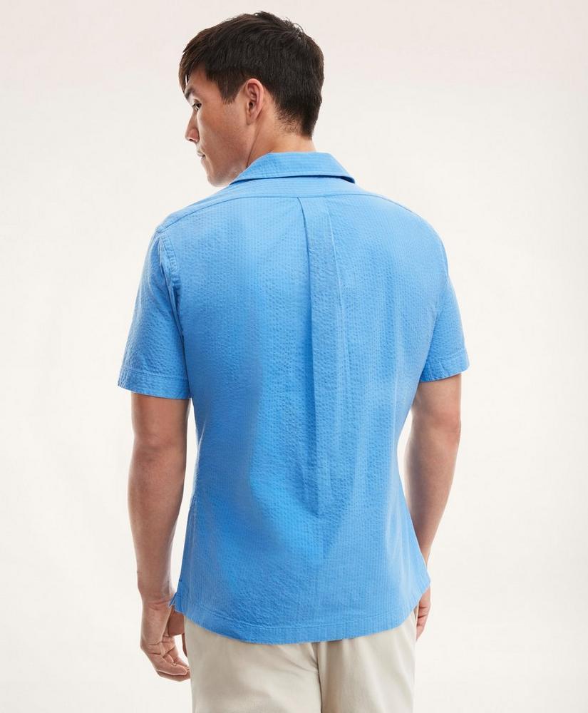 Regent Regular-Fit Sport Shirt, Camp Collar Short-Sleeve Seersucker商品第4张图片规格展示