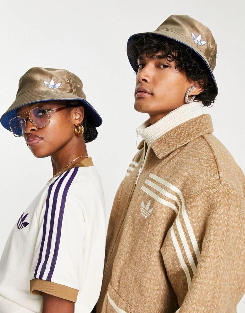 商品Adidas|adidas Originals 'adicolor 70s' unisex monogram bucket hat in brown,价格¥155,第1张图片