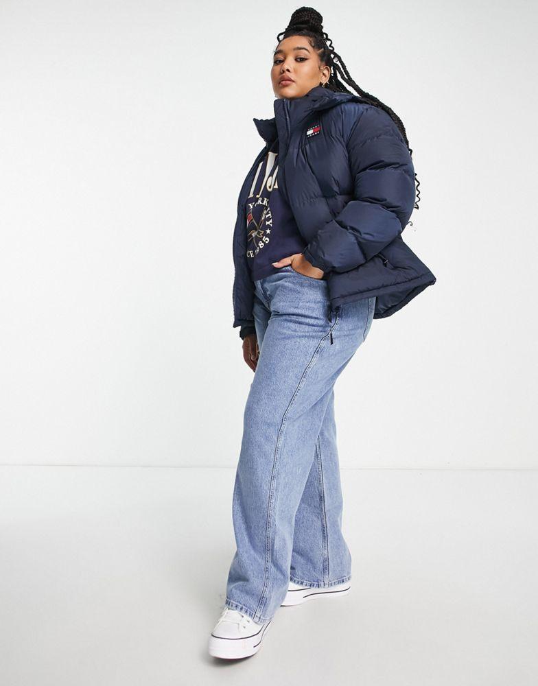 Tommy Jeans Plus alaska hooded down puffer jacket in navy商品第4张图片规格展示