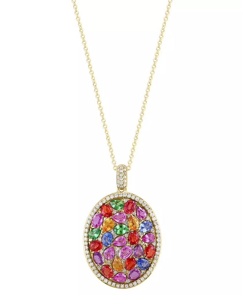 商品Effy|EFFY® Multi-Gemstone (5-7/8 ct. t.w.) & Diamond (1/2 ct. t.w.) 18" Pendant Necklace in 14k Gold,价格¥18817,第1张图片