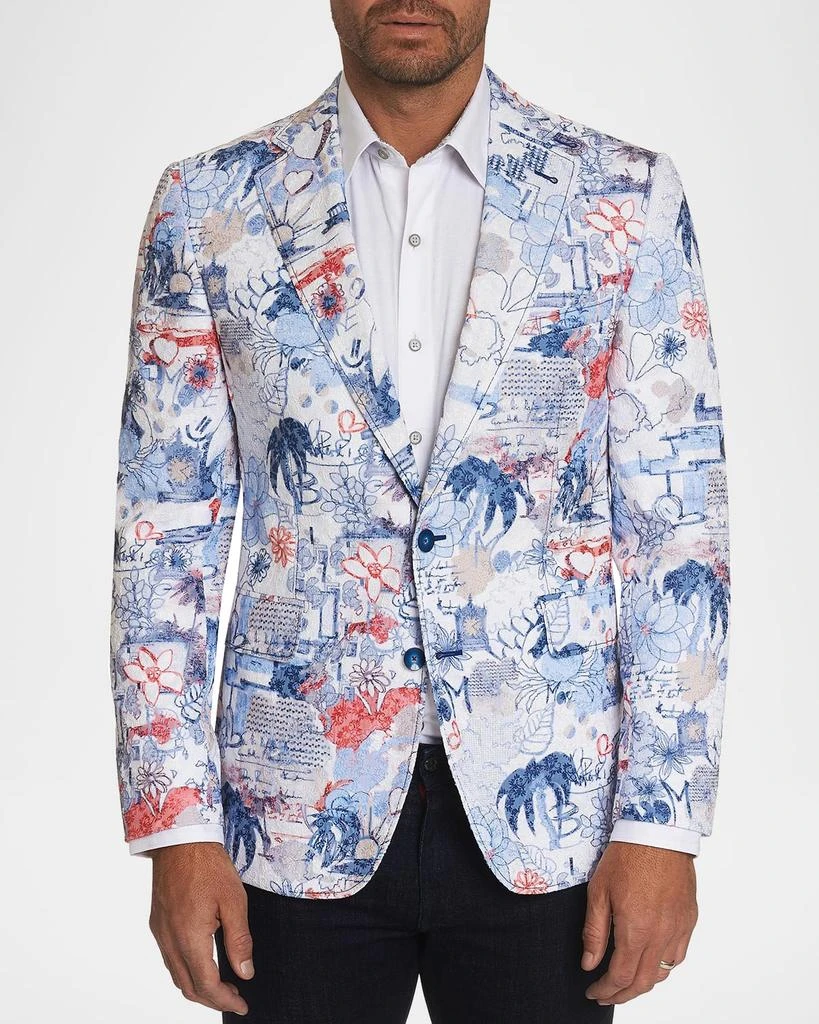 商品Robert Graham|Men's Ascari Floral-Print Two-Button Jacket,价格¥6927,第1张图片