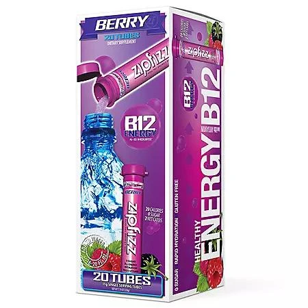 商品Zipfizz|Zipfizz Energy Multi-Vitamin Hydration Drink Mix, Berry, 20 ct.,价格¥162,第1张图片