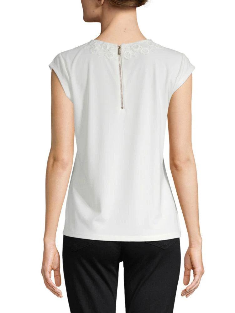 商品Karl Lagerfeld Paris|Lace Cap-Sleeve Top,价格¥187,第2张图片详细描述