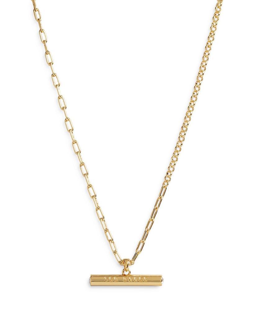 商品Ted Baker London|Tharaa Pavé Accent Bar Pendant Necklace in Gold Tone, 18"-20",价格¥322,第1张图片