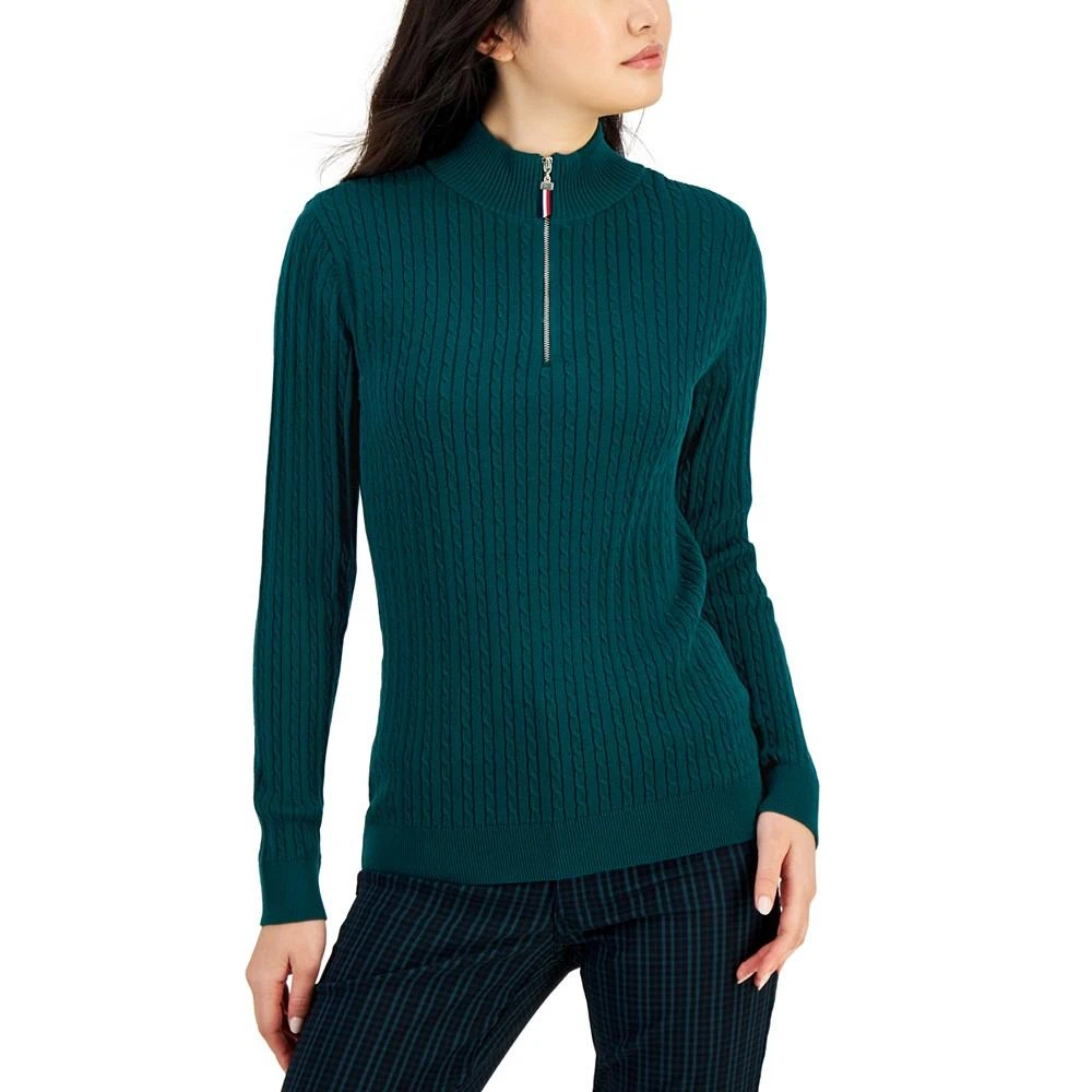 商品Tommy Hilfiger|Women's Cotton Mock Turtleneck Cable-Knit Sweater,价格¥226,第1张图片
