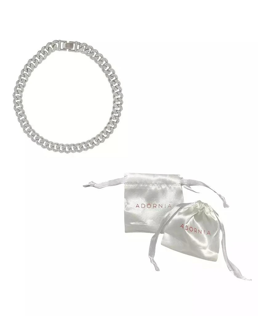 商品ADORNIA|Silver-Tone Plated Crystal Thick Cuban Curb Chain Necklace,价格¥239,第3张图片详细描述