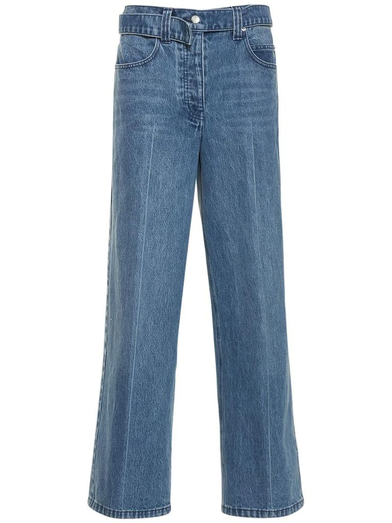 商品Alexander Wang|Raver Denim Cotton Wide Jeans W/ Belt,价格¥1853,第1张图片