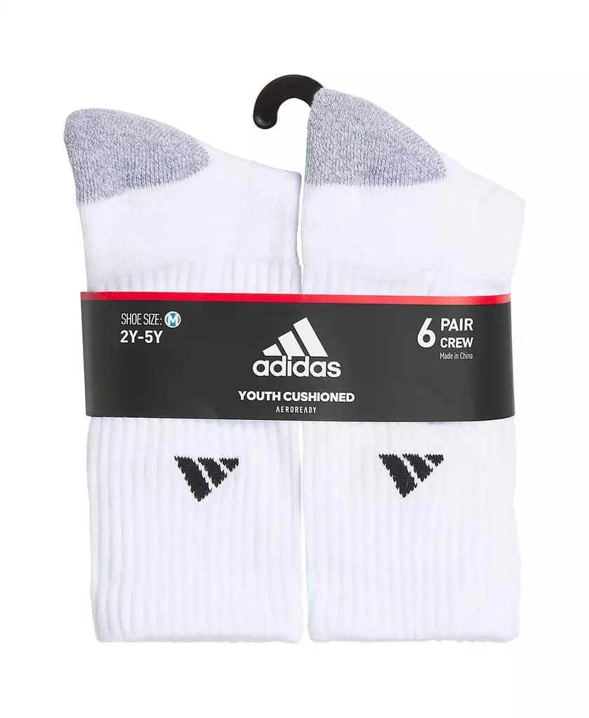 商品Adidas|Boys Youth Athletic Cushioned Crew Socks, Pack of 6,价格¥103,第2张图片详细描述