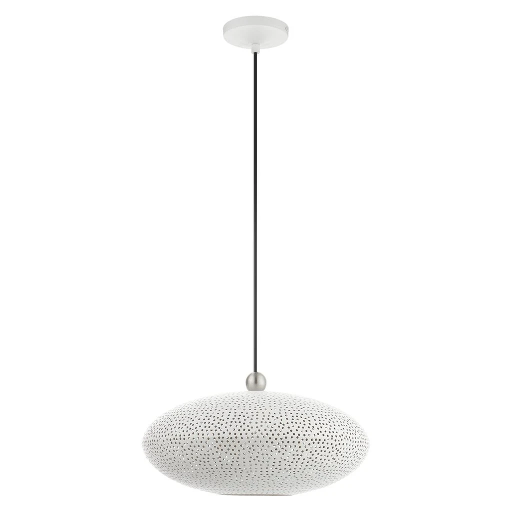 商品Livex Lighting|One Light White with Brushed Nickel Accents Pendant,价格¥1964,第2张图片详细描述
