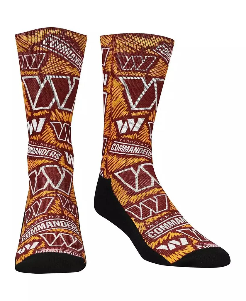 商品Rock 'Em|Youth Boys and Girls Socks Burgundy Washington Commanders Logo Sketch Crew Socks,价格¥139,第1张图片