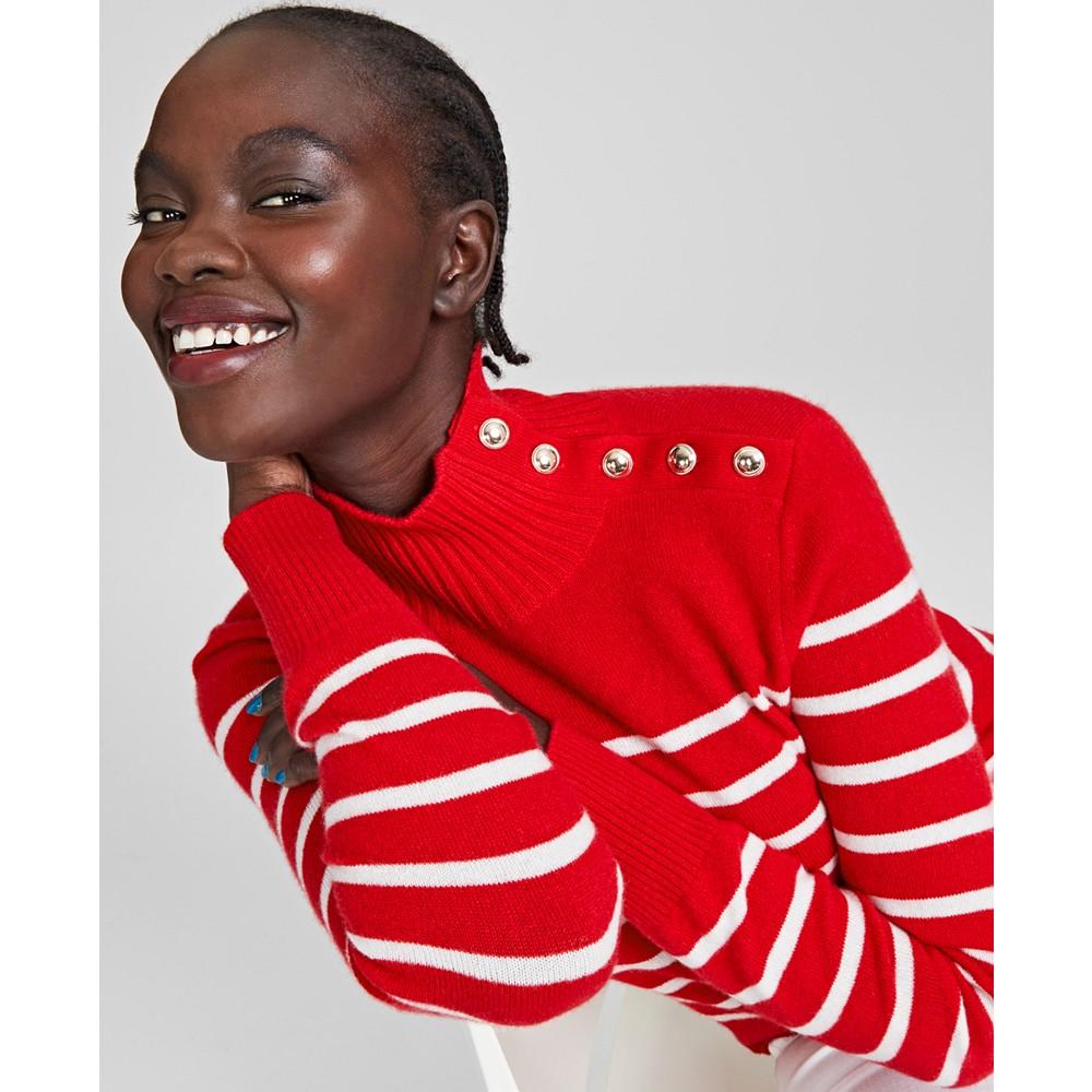 Cashmere Striped Mock-Neck Sweater, Created for Macy's商品第3张图片规格展示
