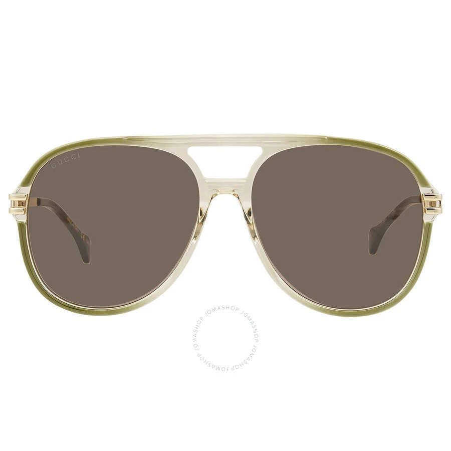 商品Gucci|Brown Pilot Men's Sunglasses GG1104S 003 61,价格¥1318,第1张图片