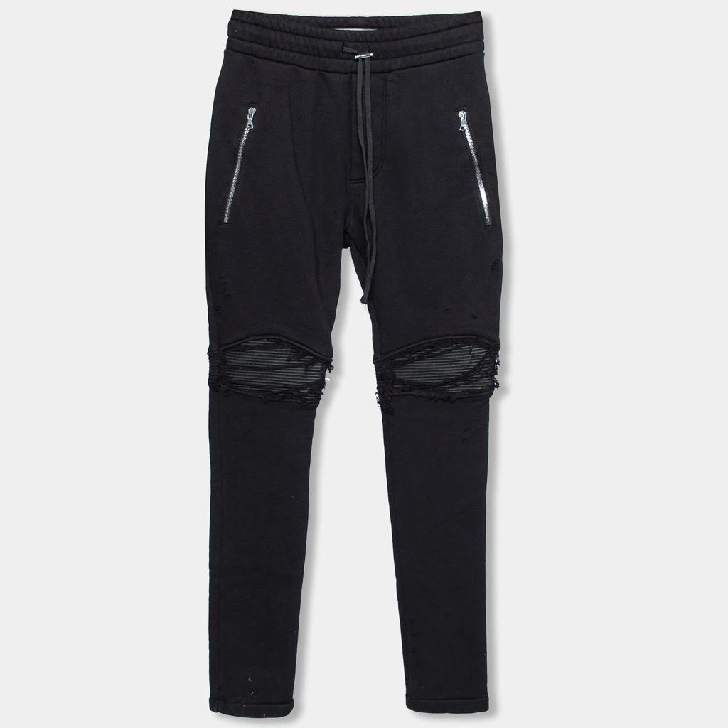 商品[二手商品] AMIRI|Amiri Black Distressed Cotton & Leather Inset Sweatpants XS,价格¥3883,第1张图片