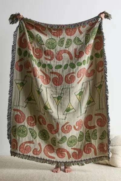 商品Calhoun & Co.|Calhoun & Co. Martini & Shrimp Tapestry Throw Blanket,价格¥941,第2张图片详细描述